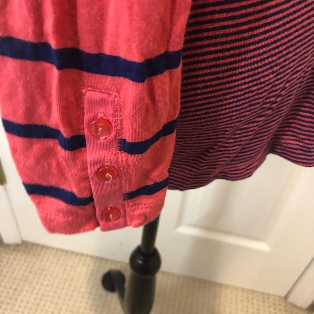 Green Source long sleeve pink blue stripe shirt - Picture 2 of 9